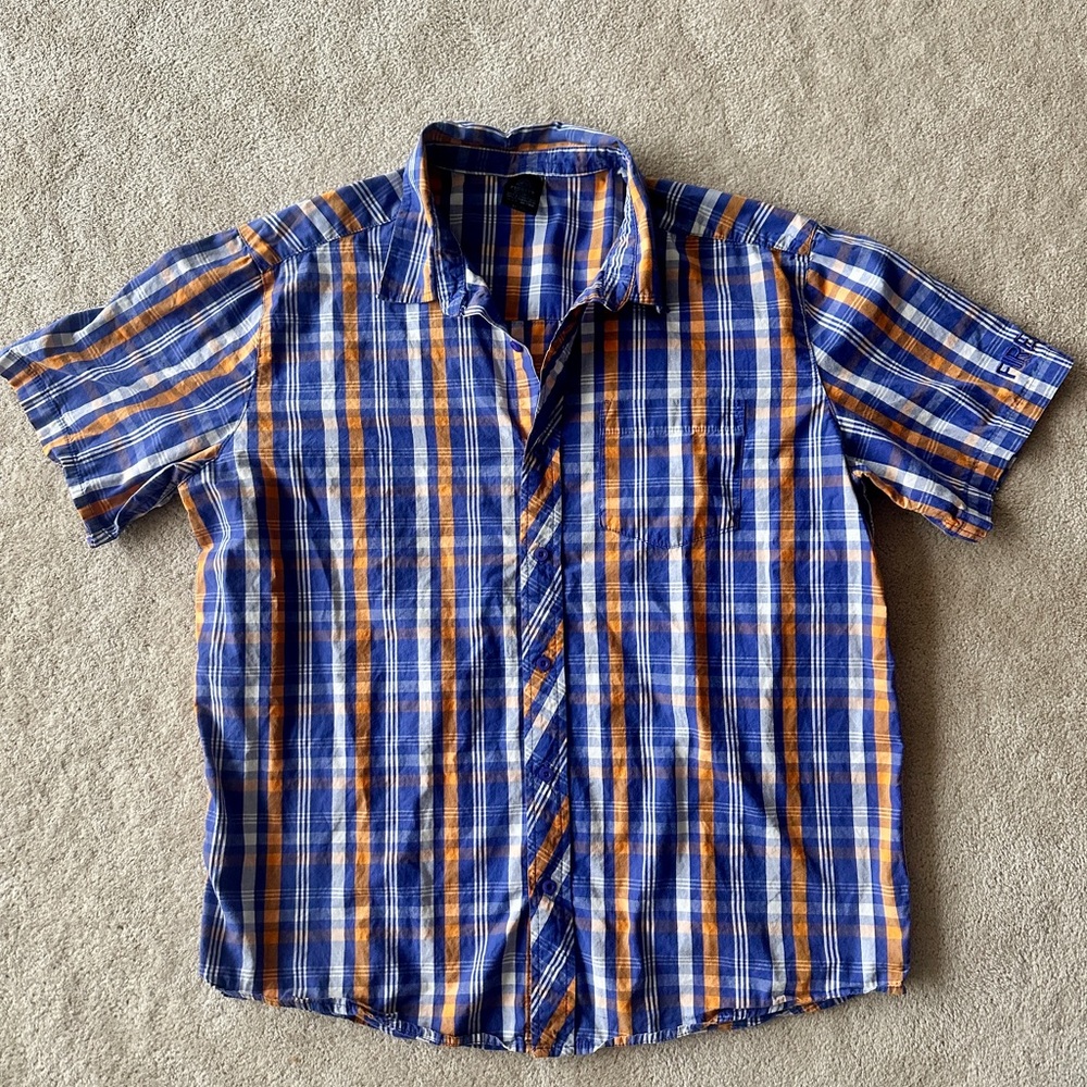 Firefly Blue and Orange Plaid Men's Shirt